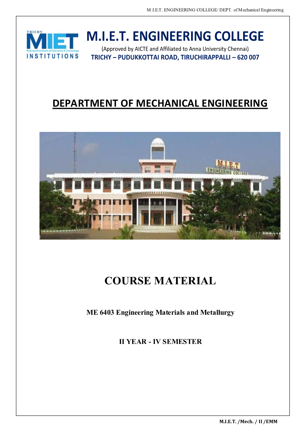 Engineering Materials and Metallurgy