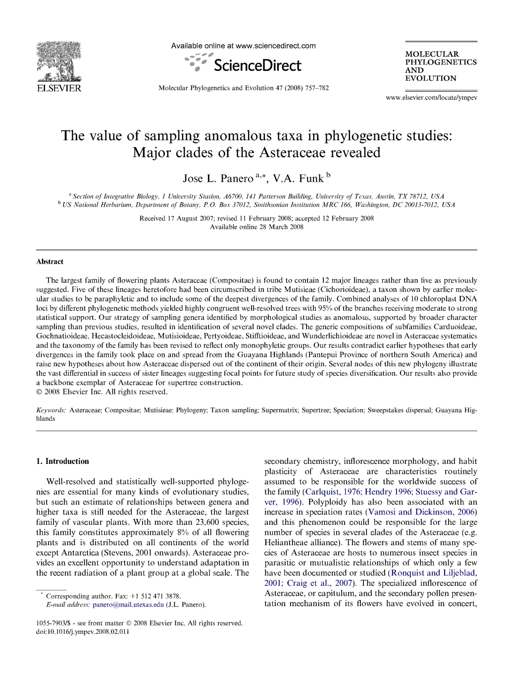 %' Sciencedirect and EVOLUTION ELSEVIER Molecular Phylogenetics and Evolution 47 (2008) 757-782