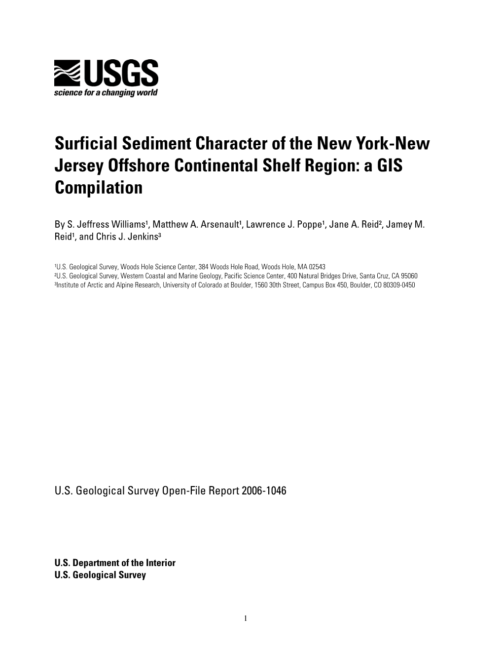 Surficial Sediment Character of the New York-New Jersey Offshore Continental Shelf Region: a GIS Compilation