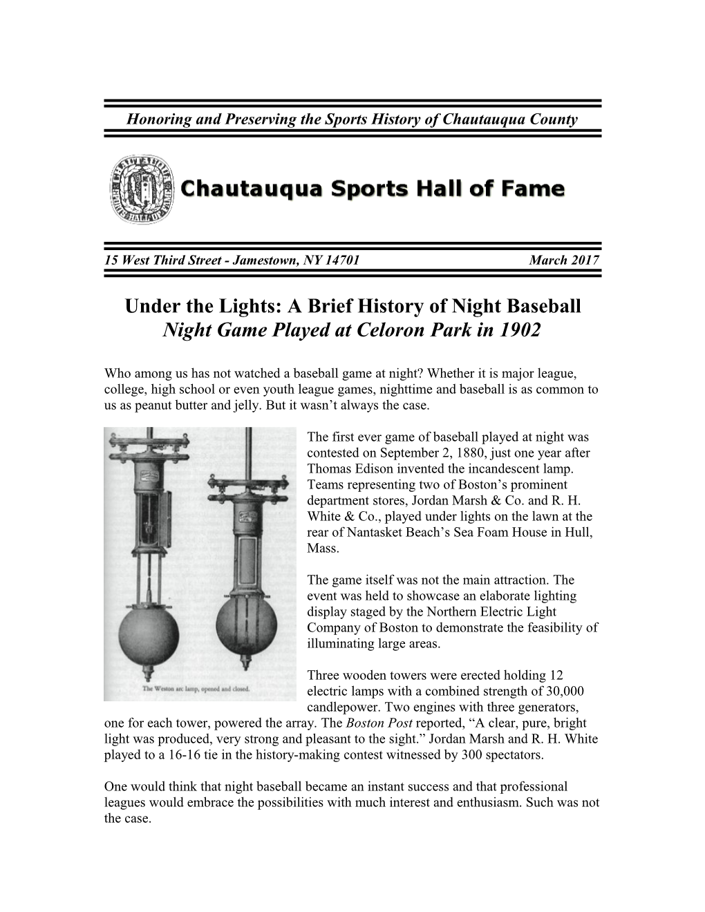 Preserving the Sports History of Chautauqua County