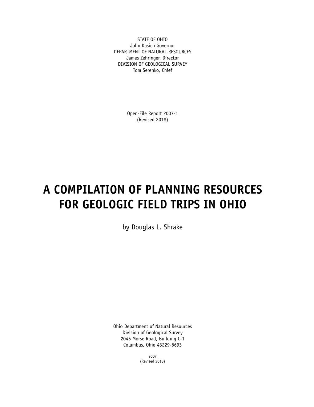 A Compilation of Planning Resources for Geologic Field Trips in Ohio