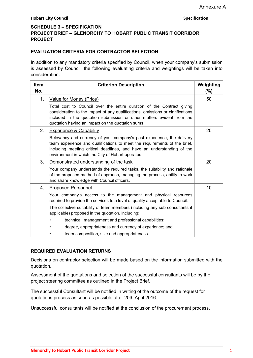 Item 8.1 Glenorchy to Hobart Public Transit Corridor Project