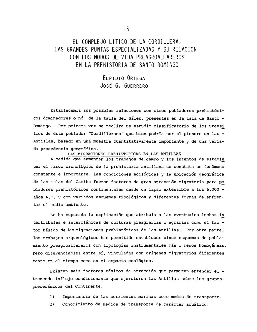 El Complejo Litigo De La Cordillera, Las Grandes Puntas Especializadas Y Su Relación Con Los Modos De Vida Preagroalfareros En La Prehistoria De Santo Domingo