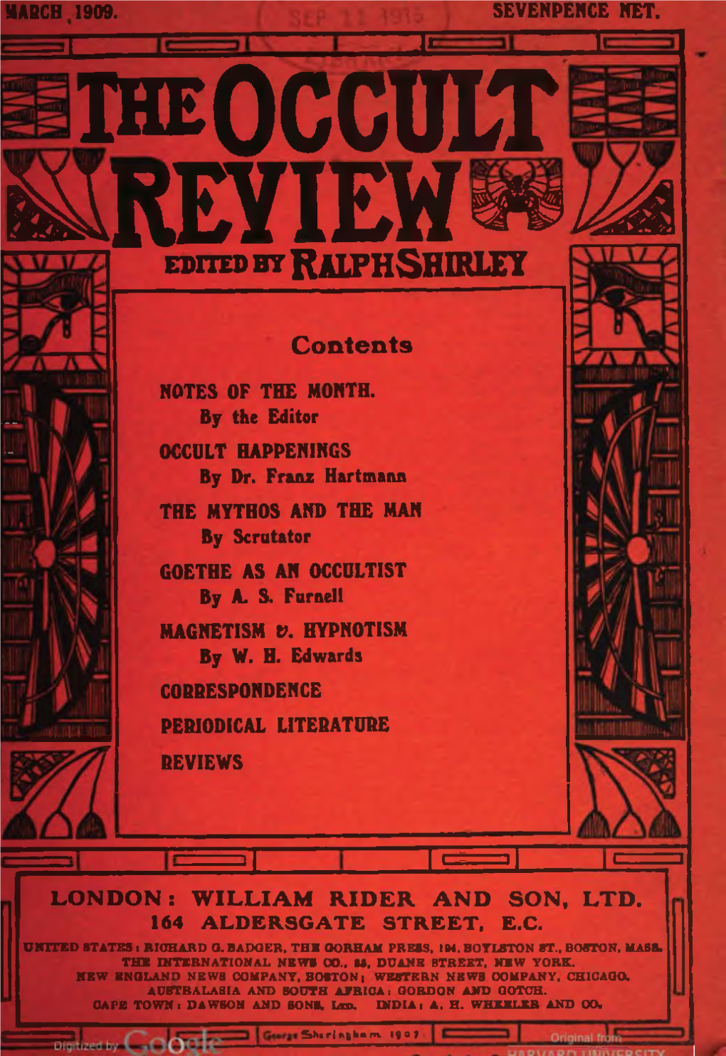 Occult Review V9 N3 Mar 1909