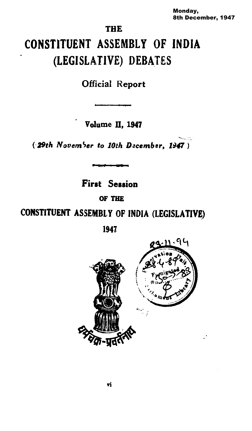 Constituent Assembly of (Legislative) Debates