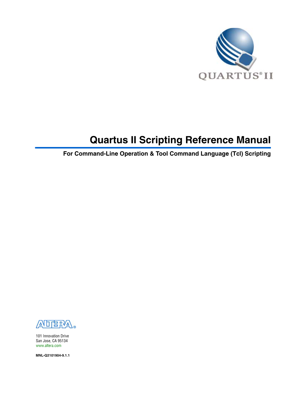 Quartus II Scripting Reference Manual for Command-Line Operation & Tool Command Language (Tcl) Scripting