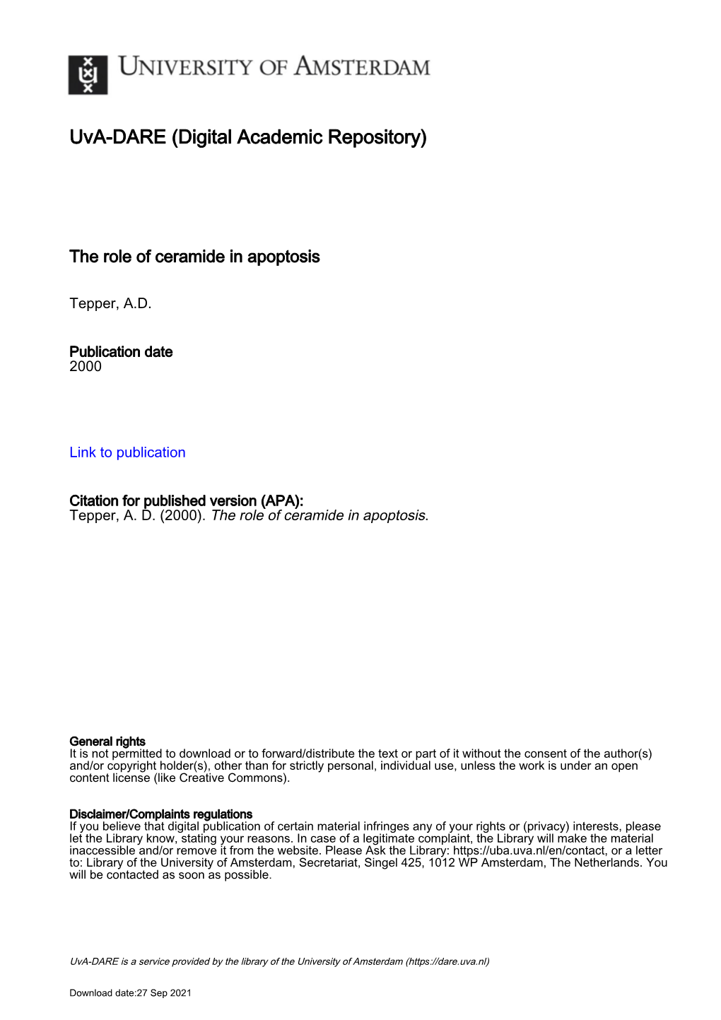 In Jurkat T Cells: Effect on Ceramide Production and Apoptosis Sensitivity