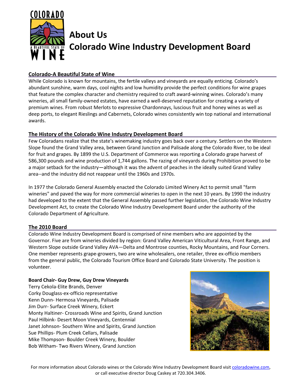 About Us Colorado Wine Industry Development Board