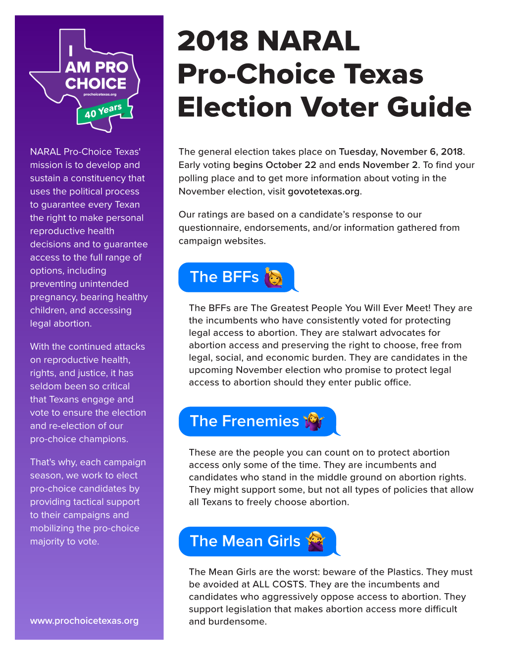 NARAL 2018 Voter Guide FINAL