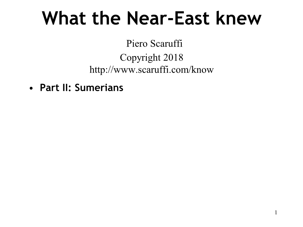 What the Sumerians Knew