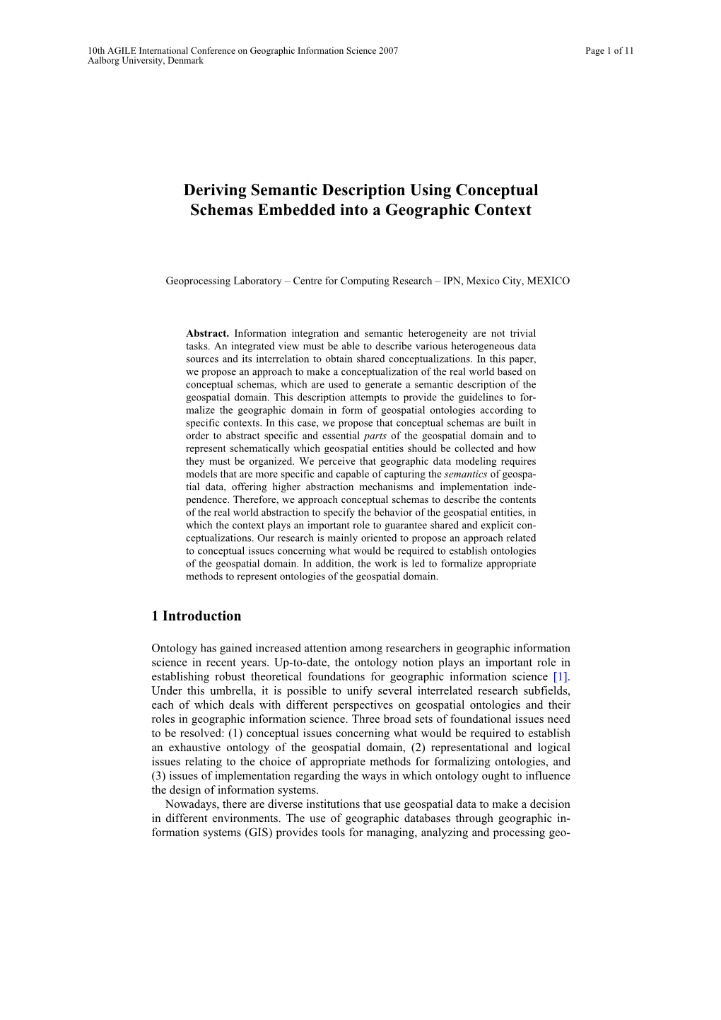 Deriving Semantic Description Using Conceptual Schemas Embedded Into a Geographic Context