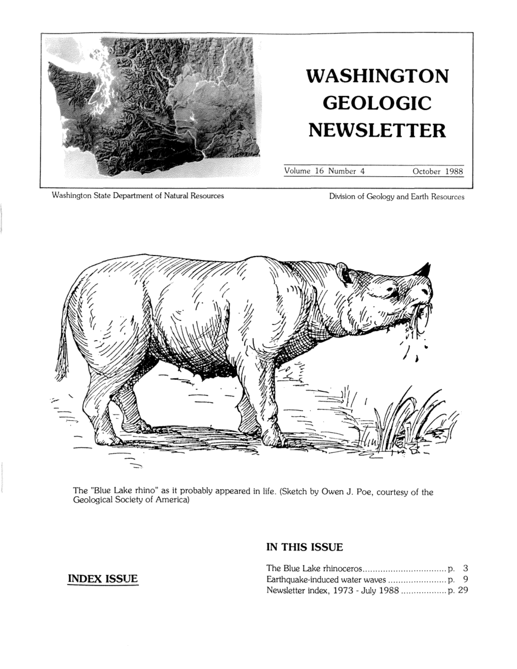 Washington Geologic Newsletter, V. 16, No. 4, October 1988