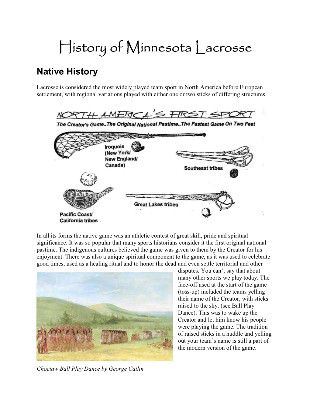 History of Minnesota Lacrosse
