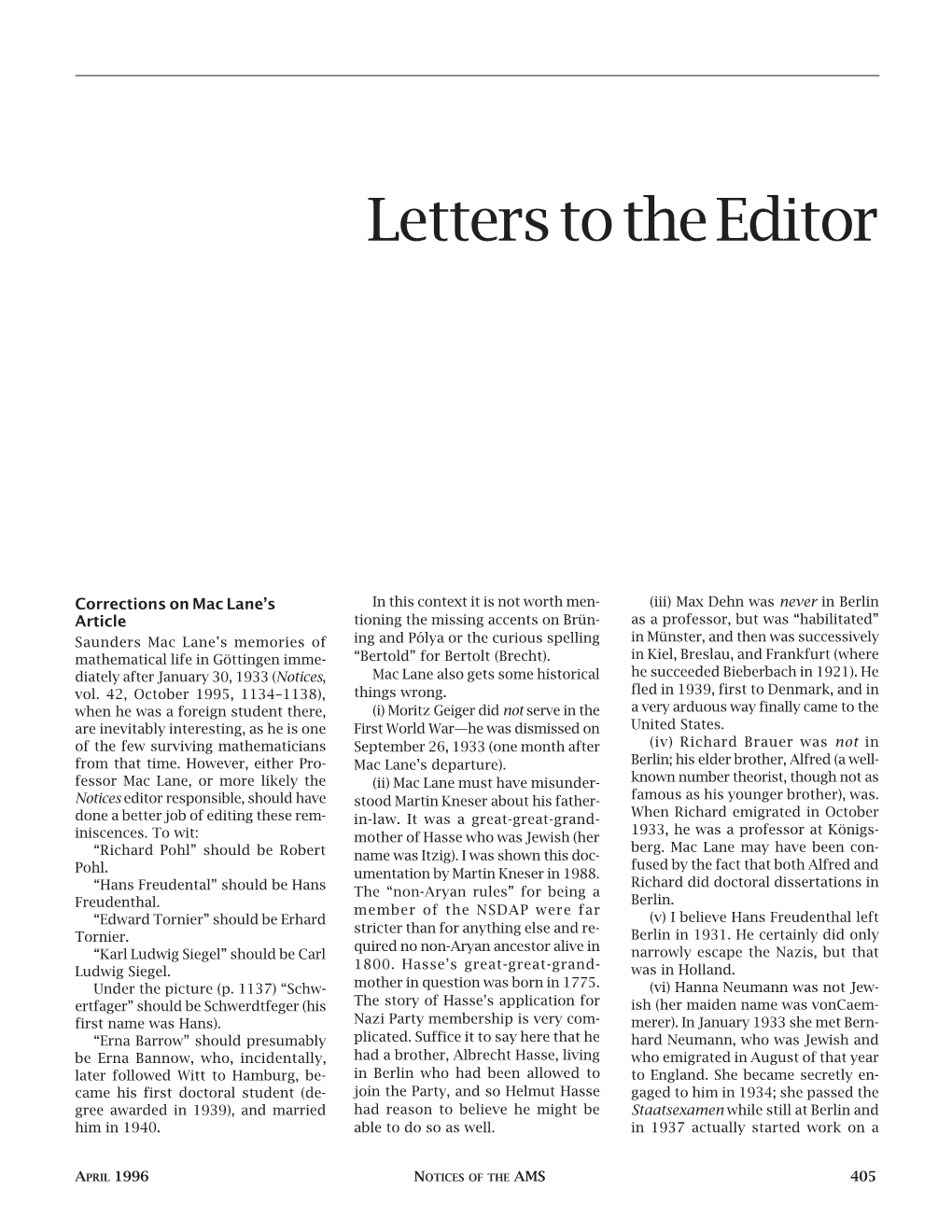 Letters to the Editor