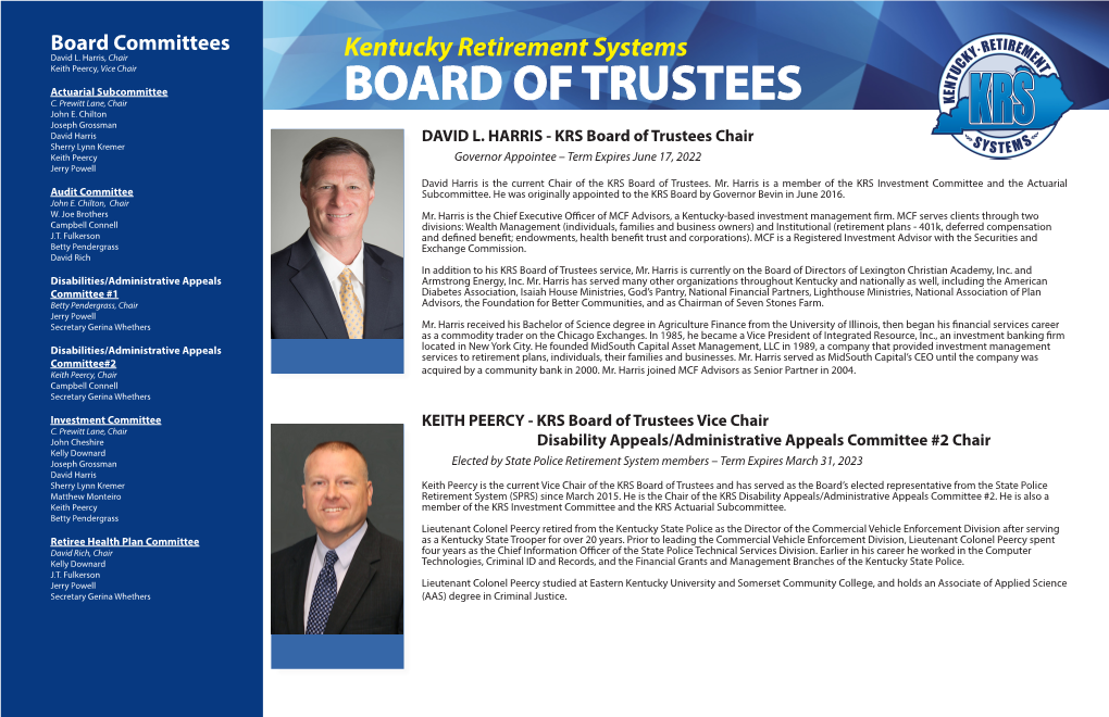 Kentucky Retirement Systems BOARD of TRUSTEES Board Committees