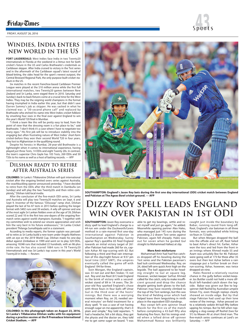 Dizzy Roy Spell Leads England Win Over Pakistan in 1St