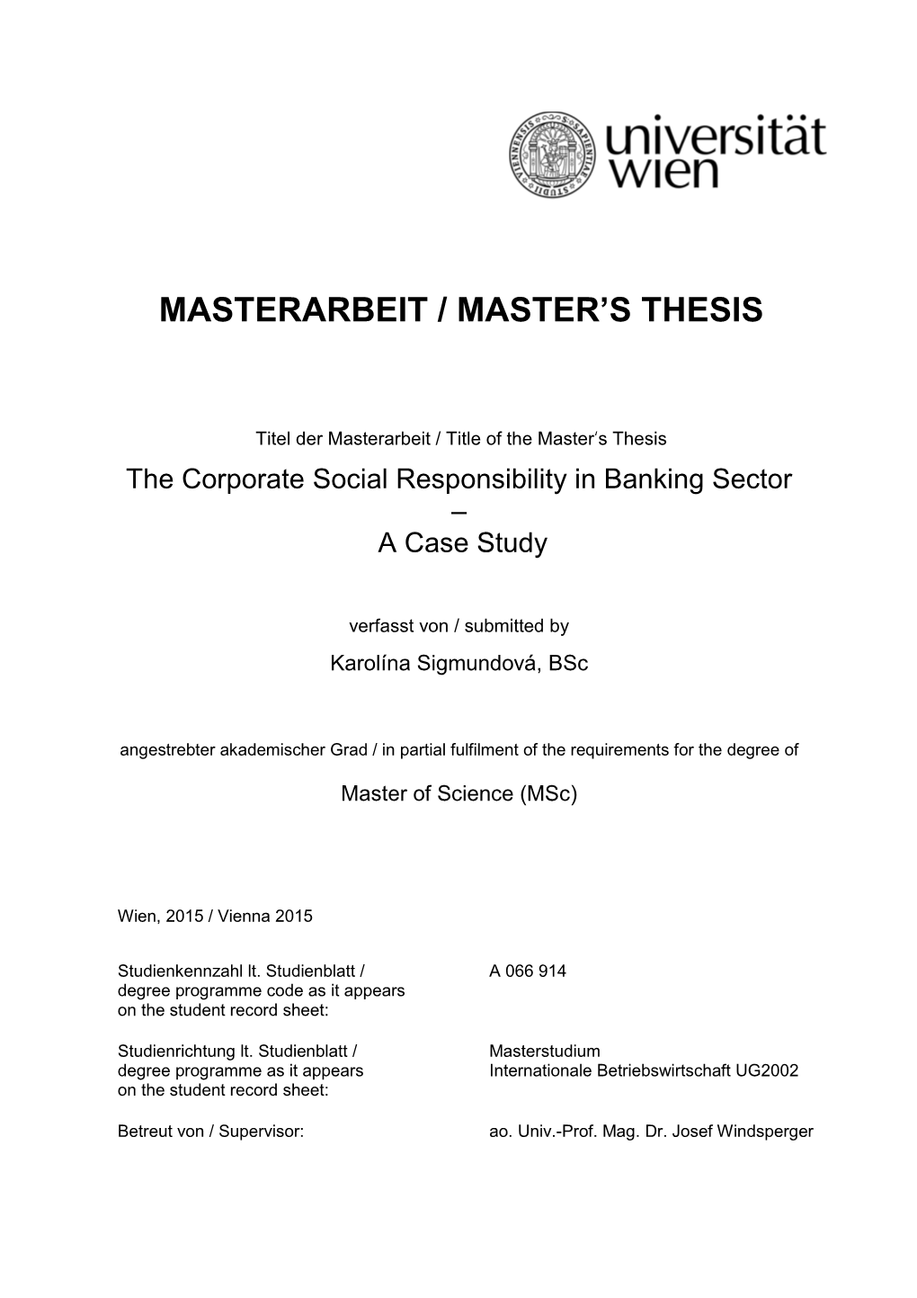 Masterarbeit / Master's Thesis