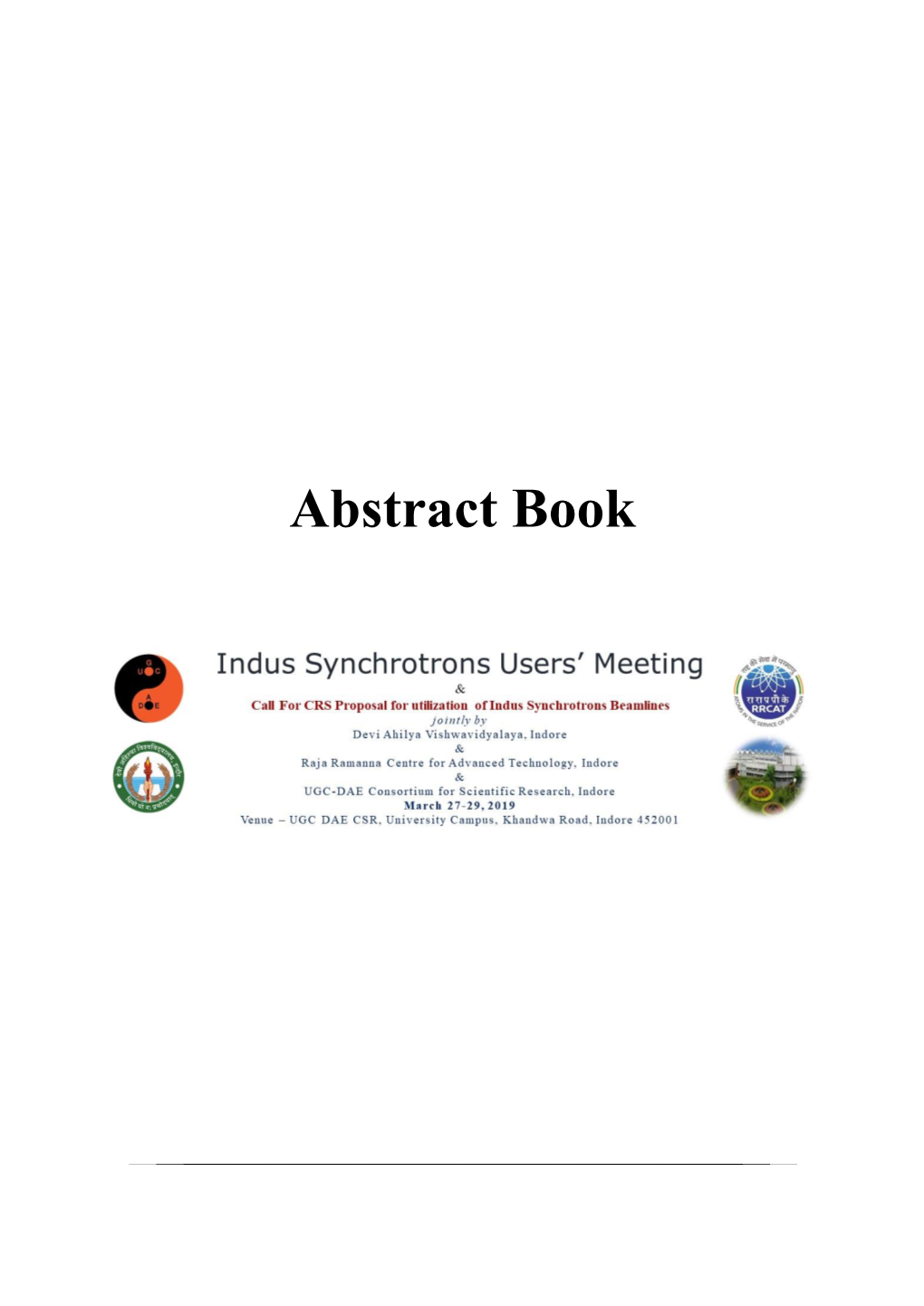 Indus Synchrotrons Users' Meeting (ISUM) March 27-29, 2019