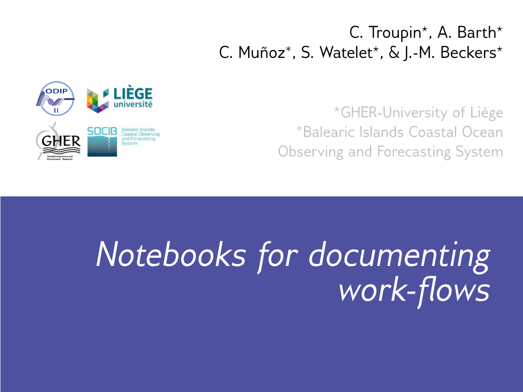 Notebooks for Documenting Work-Flows