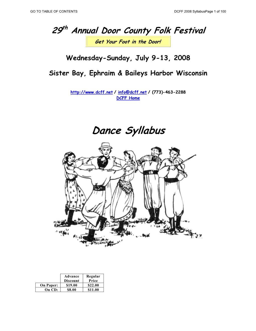 2008 Door County Folk Festival Syllabus.Pdf