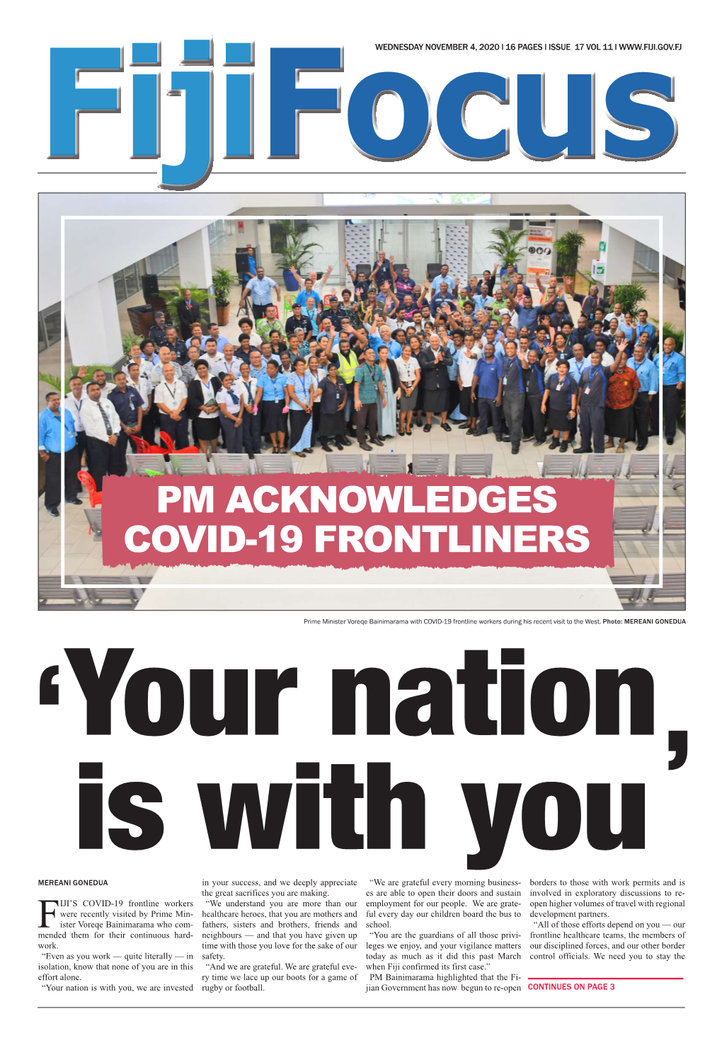 Pm Acknowledges Covid-19 Frontliners
