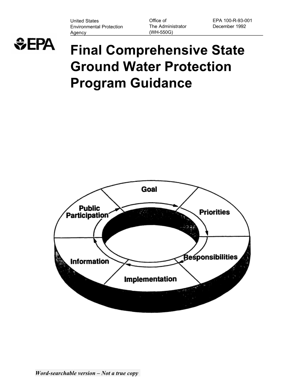 Final Comprehensive State Ground Water Protection Program Guidance
