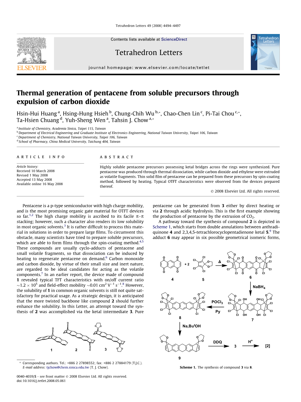 Thermal Generation of Pentacene from Soluble Precursors Through Expulsion of Carbon Dioxide