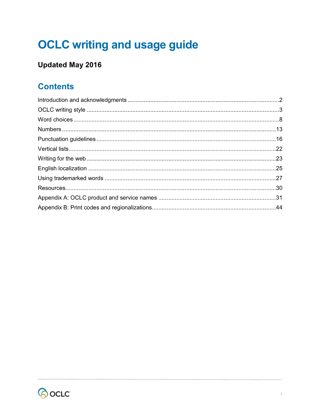 OCLC Writing and Usage Guide