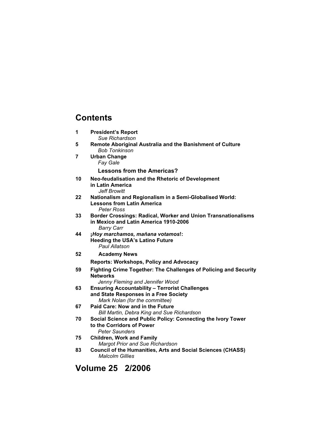 Contents Volume 25 2/2006