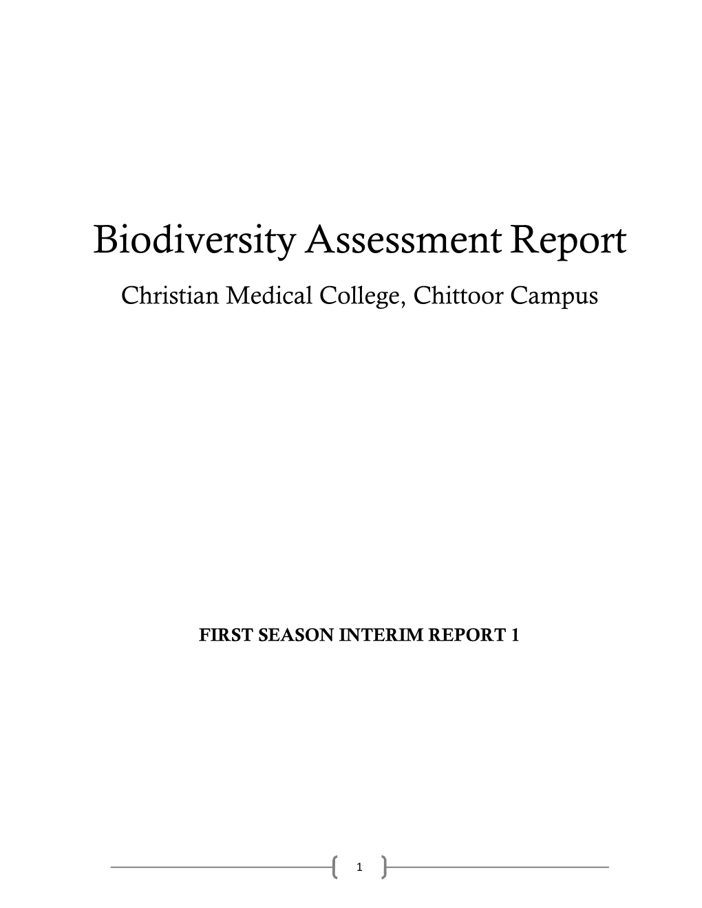 Biodiversity Assessment Report