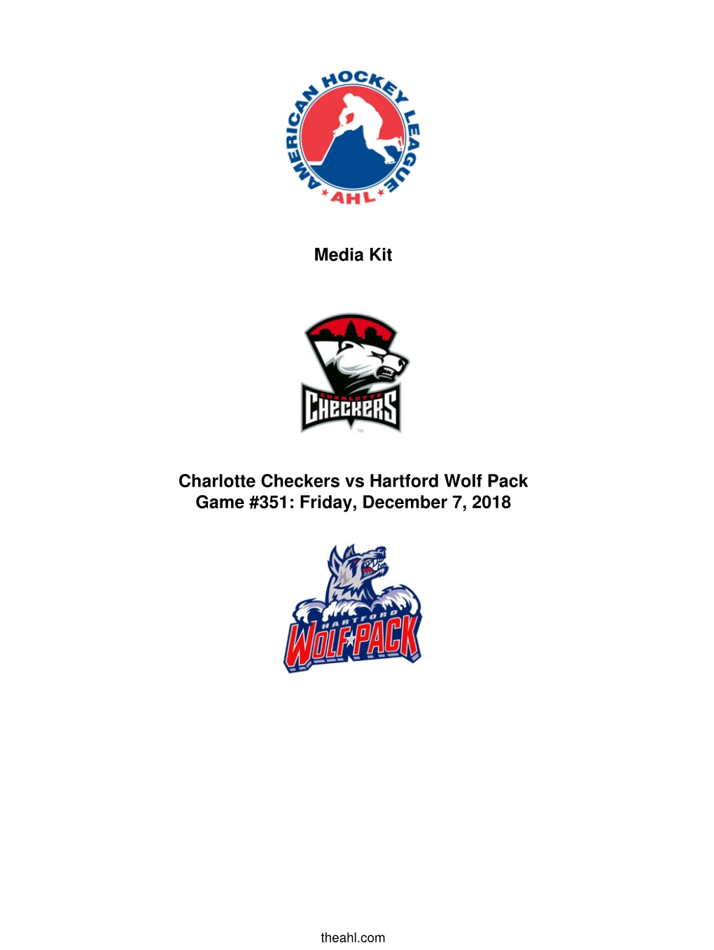Media Kit Charlotte Checkers Vs Hartford Wolf Pack Game #351