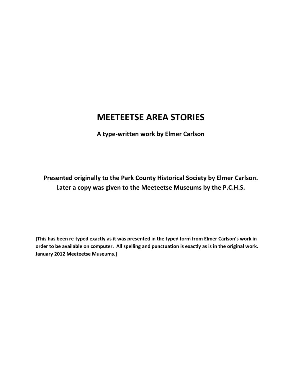 Meeteetse Area Stories