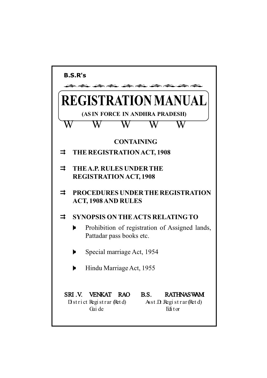 Registration Manual (As in Force in Andhra Pradesh) Wwwww