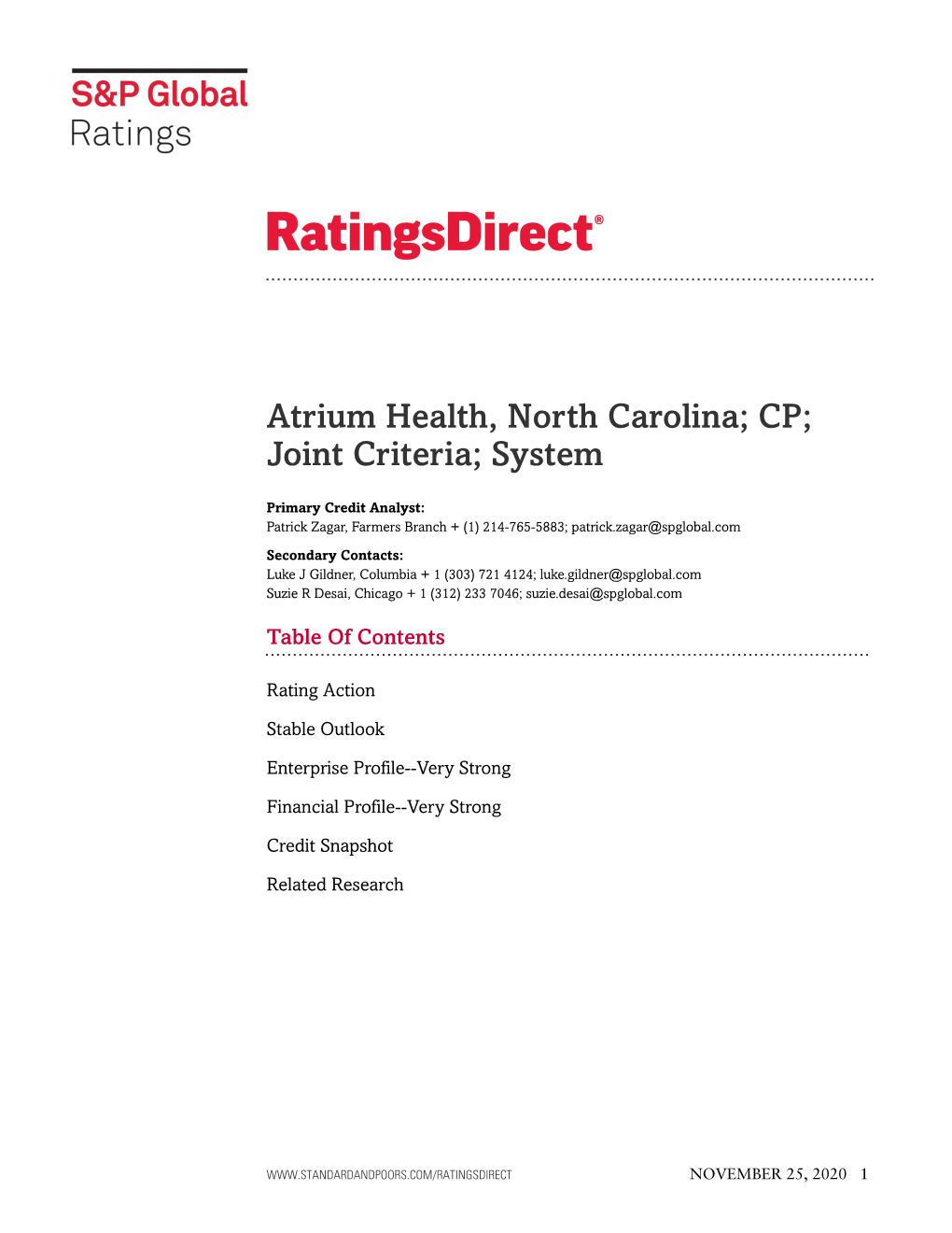 Atrium Health, North Carolina; CP; Joint Criteria; System