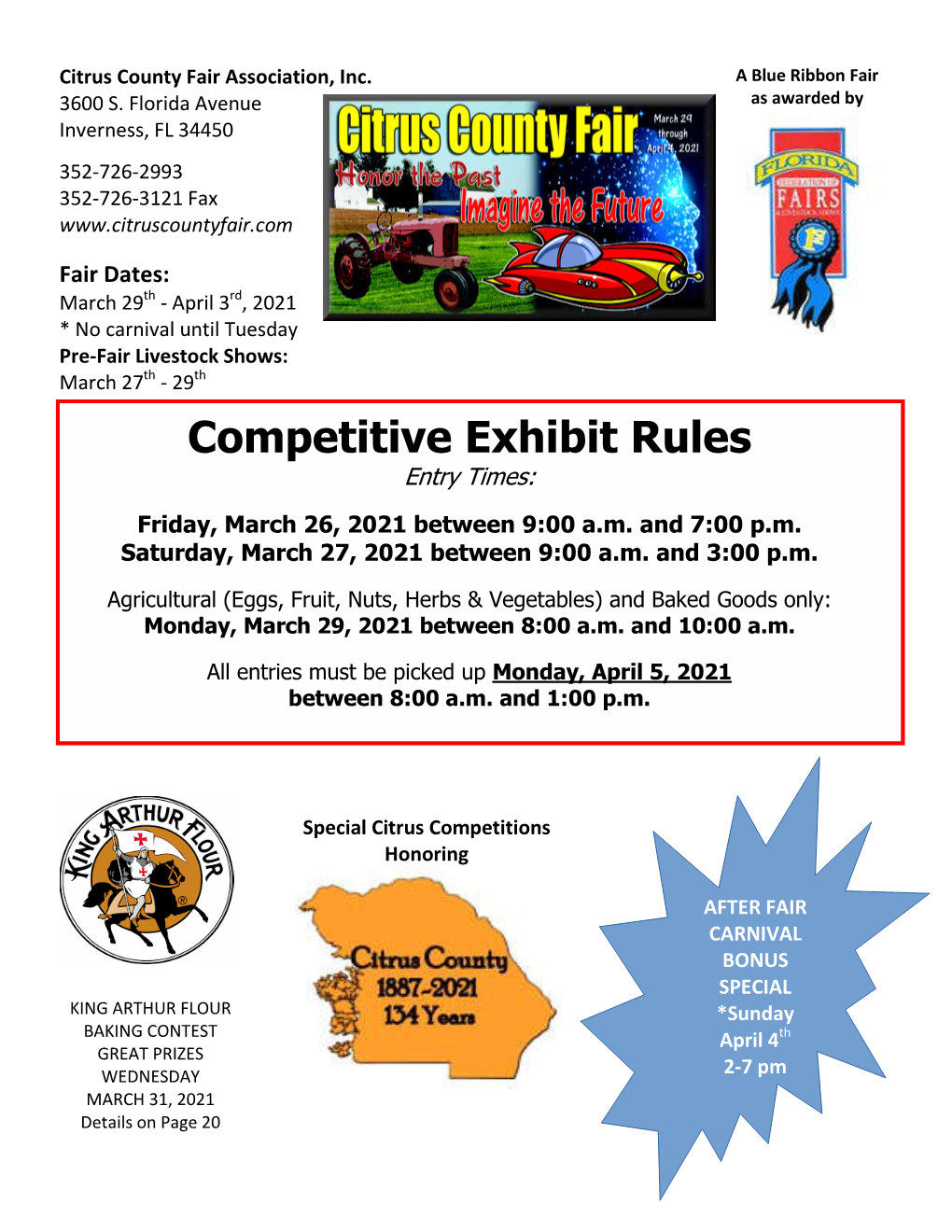 Competitive Exhibit Rules Entry Times