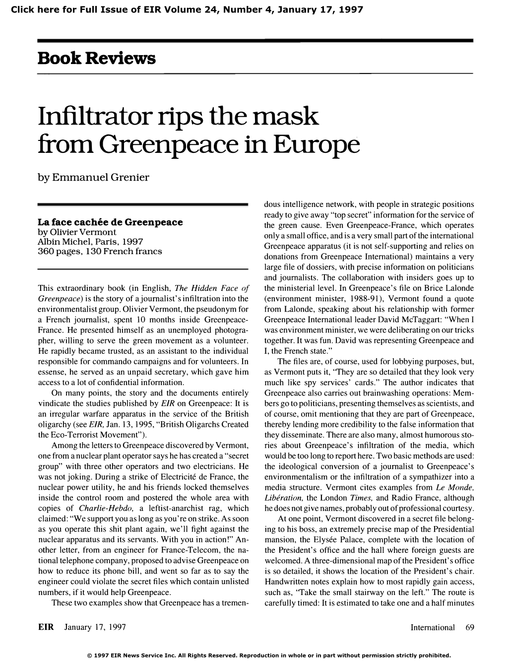 Infiltrator Rips the Mask from Greenpeace in Europe