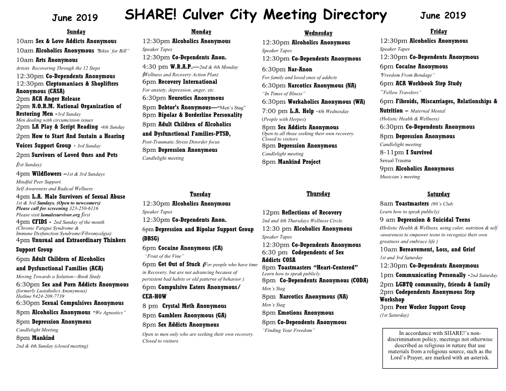 Culver City Meeting Directory June 2019