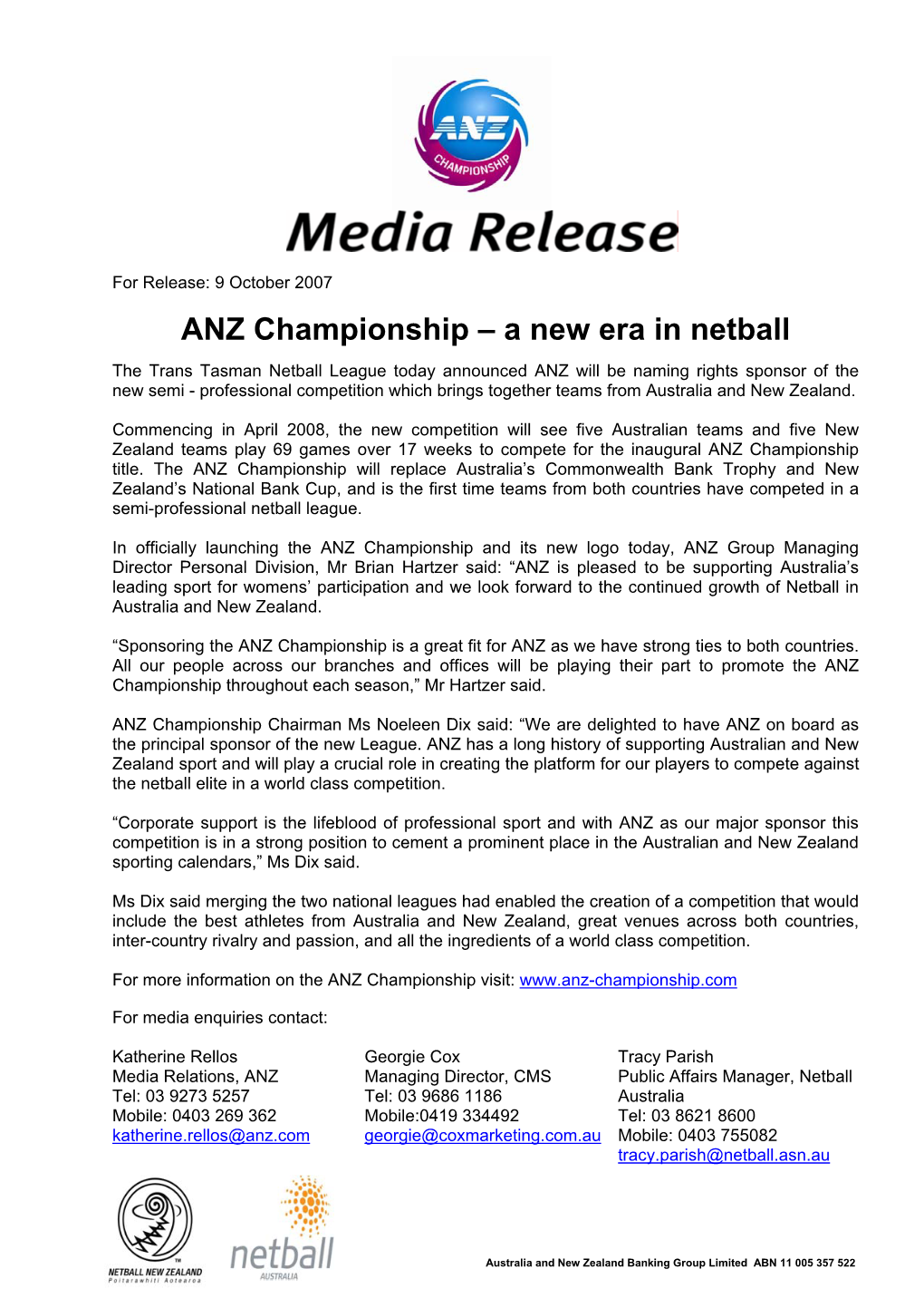 ANZ Championship – a New Era in Netball