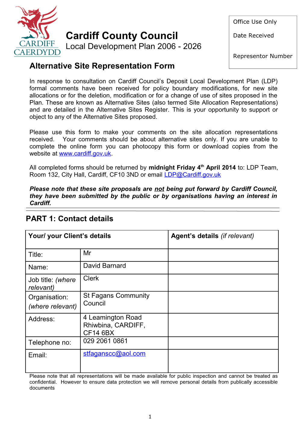 Model Representation Form for Local Development Plans