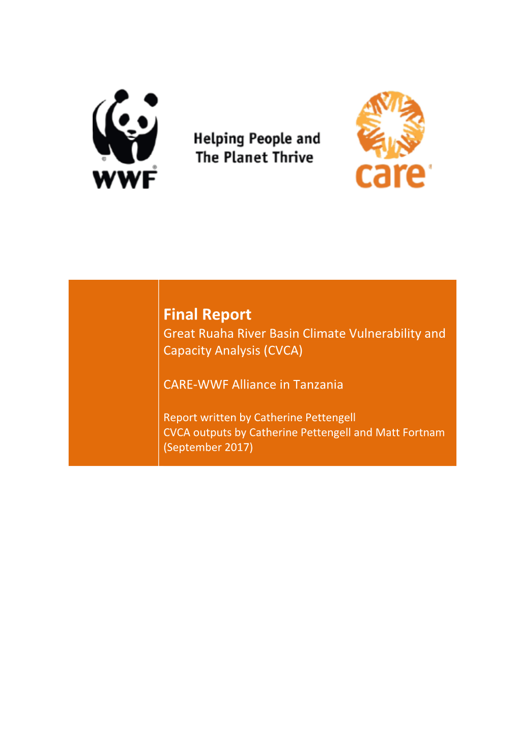 Final Report Great Ruaha River Basin Climate Vulnerability and Capacity Analysis (CVCA)