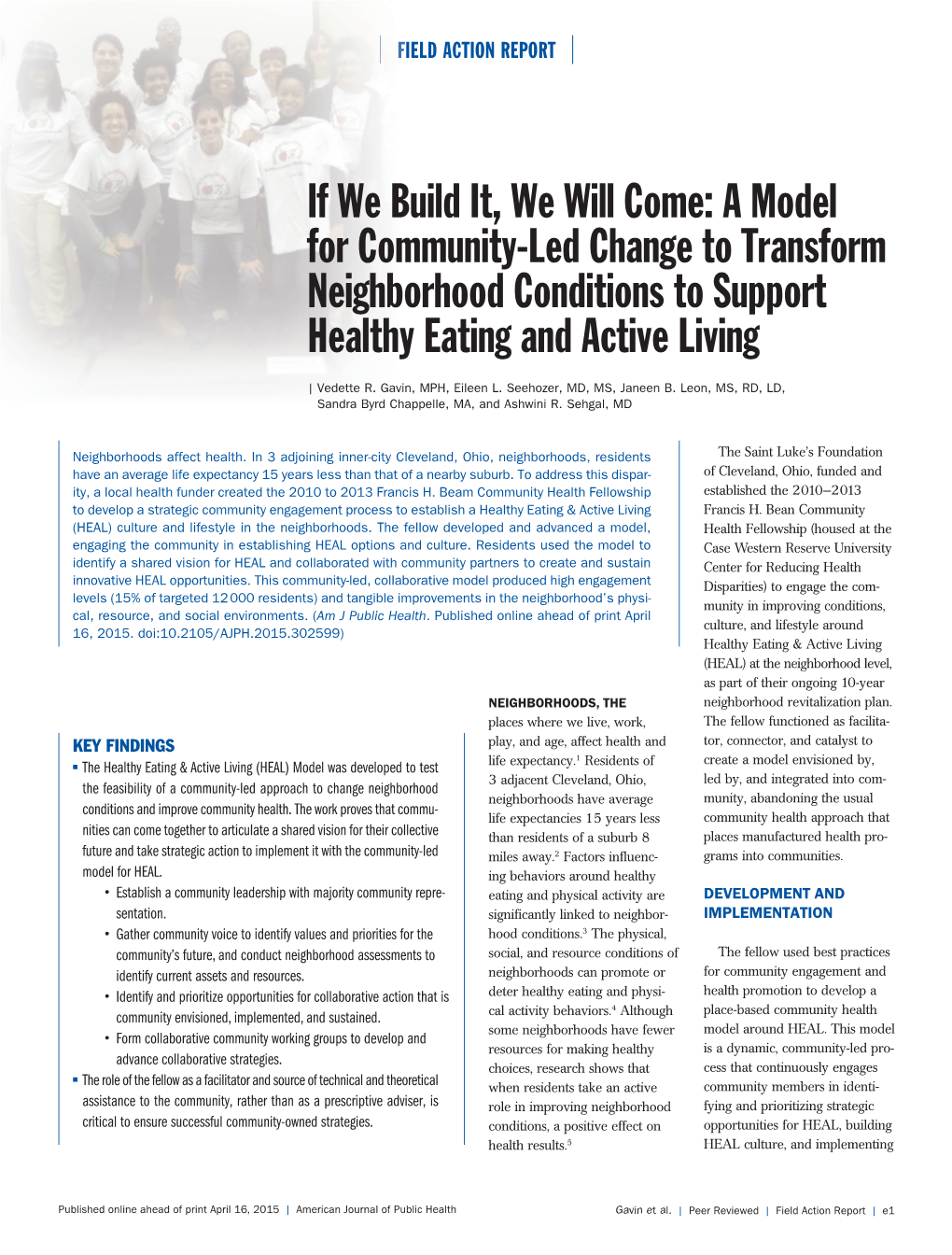 If We Build It, We Will Come: a Model for Community-Led Change to Transform Neighborhood Conditions to Support Healthy Eating and Active Living