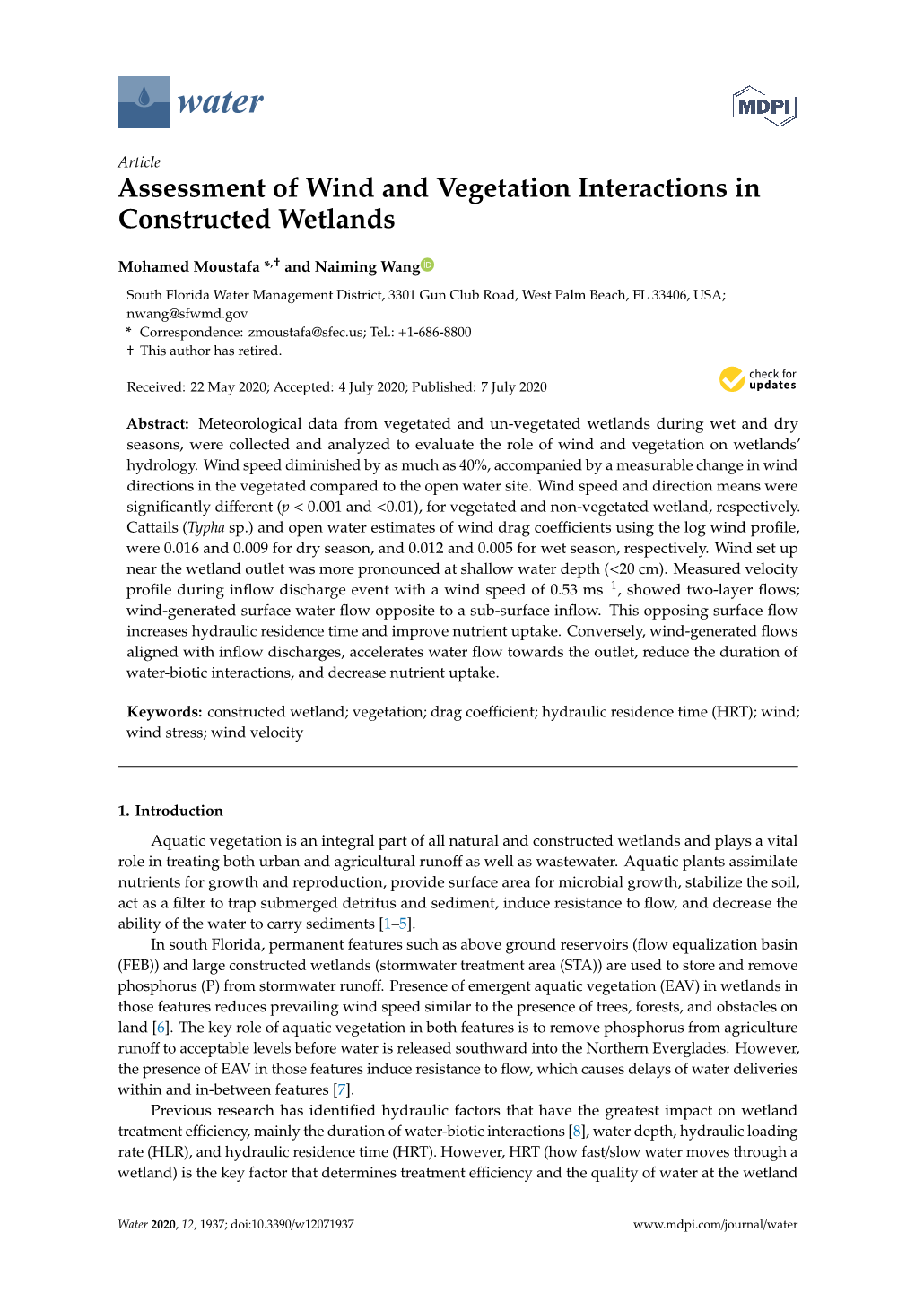 Assessment of Wind and Vegetation Interactions in Constructed Wetlands