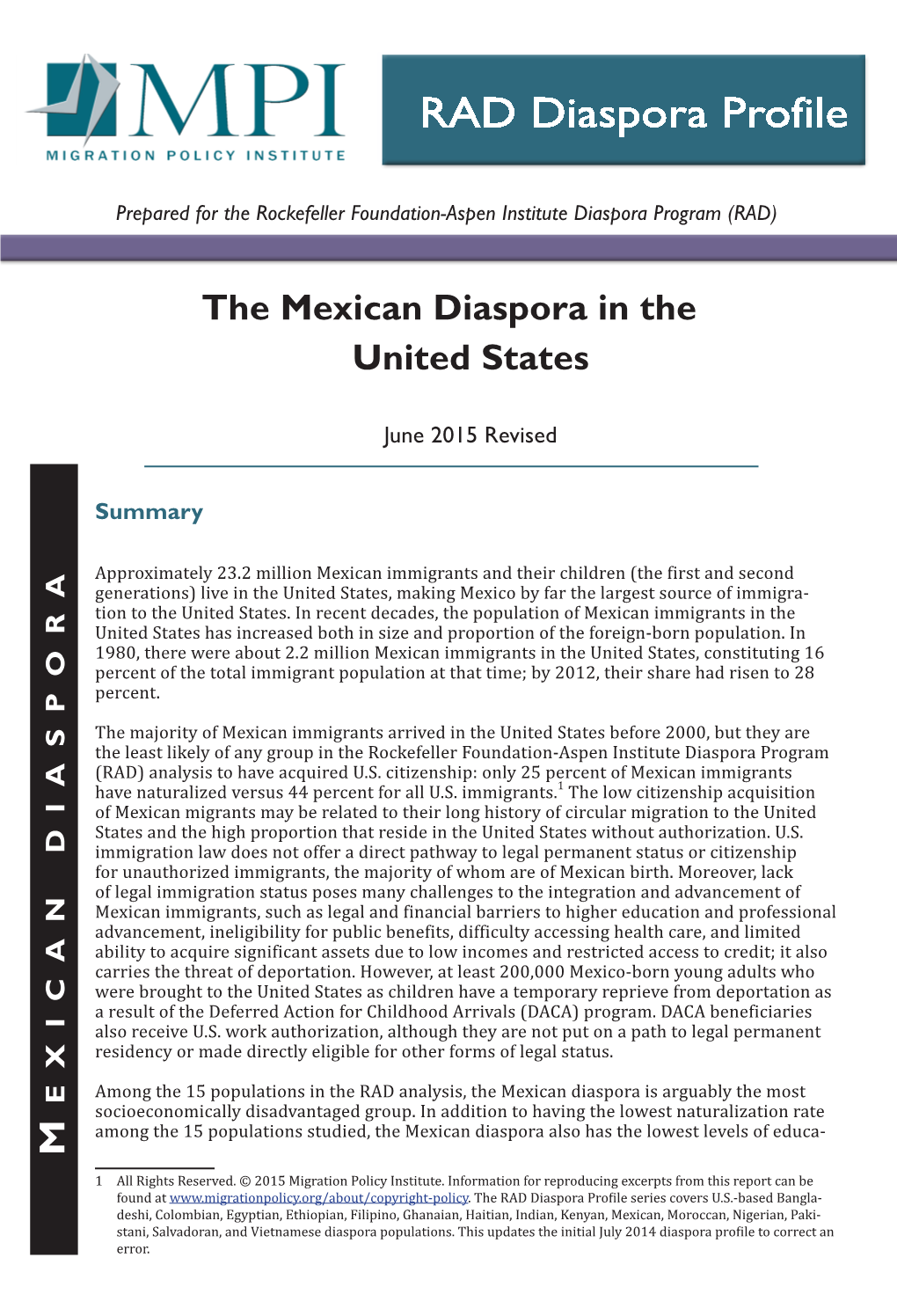 The Mexican Diaspora in the United States