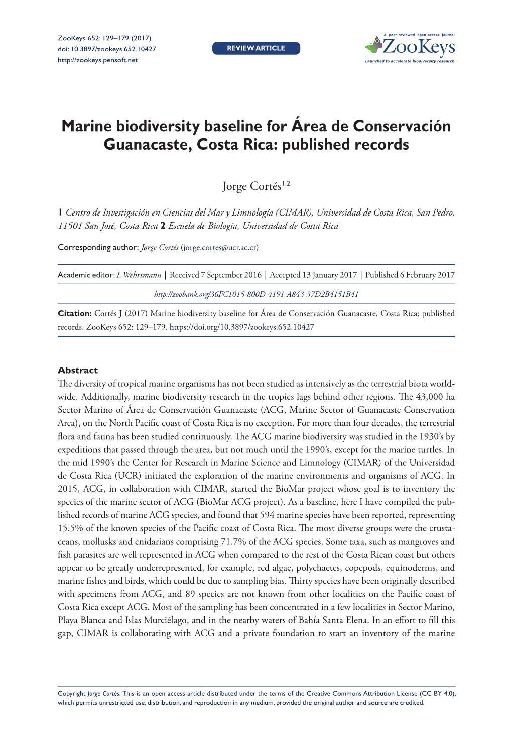 ﻿Marine Biodiversity Baseline for Área De Conservación Guanacaste