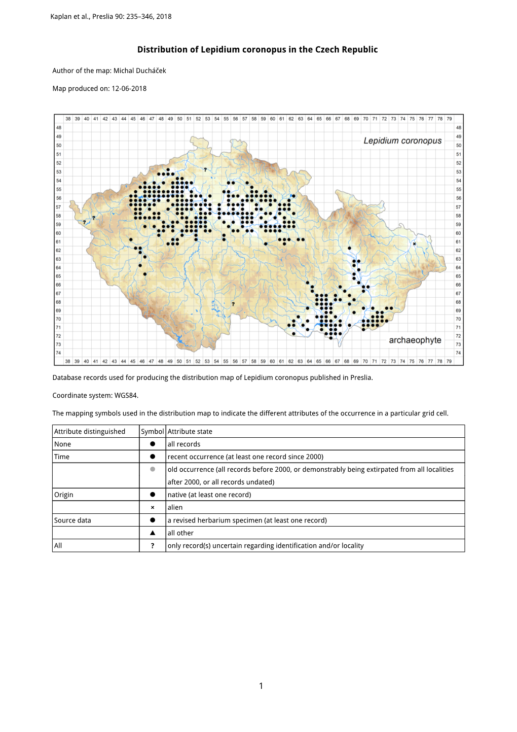 1 Distribution of Lepidium Coronopus in the Czech Republic