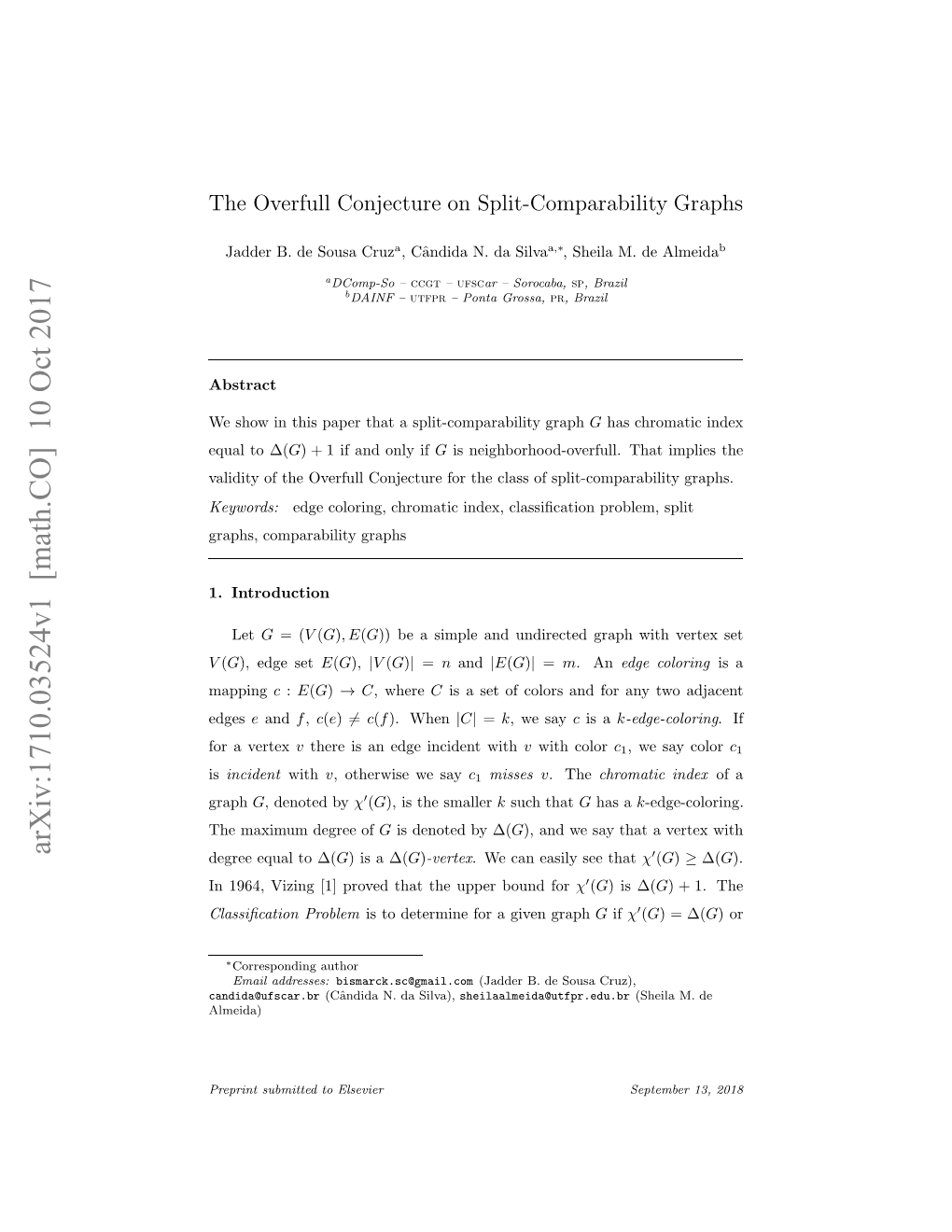The Overfull Conjecture on Split-Comparability Graphs