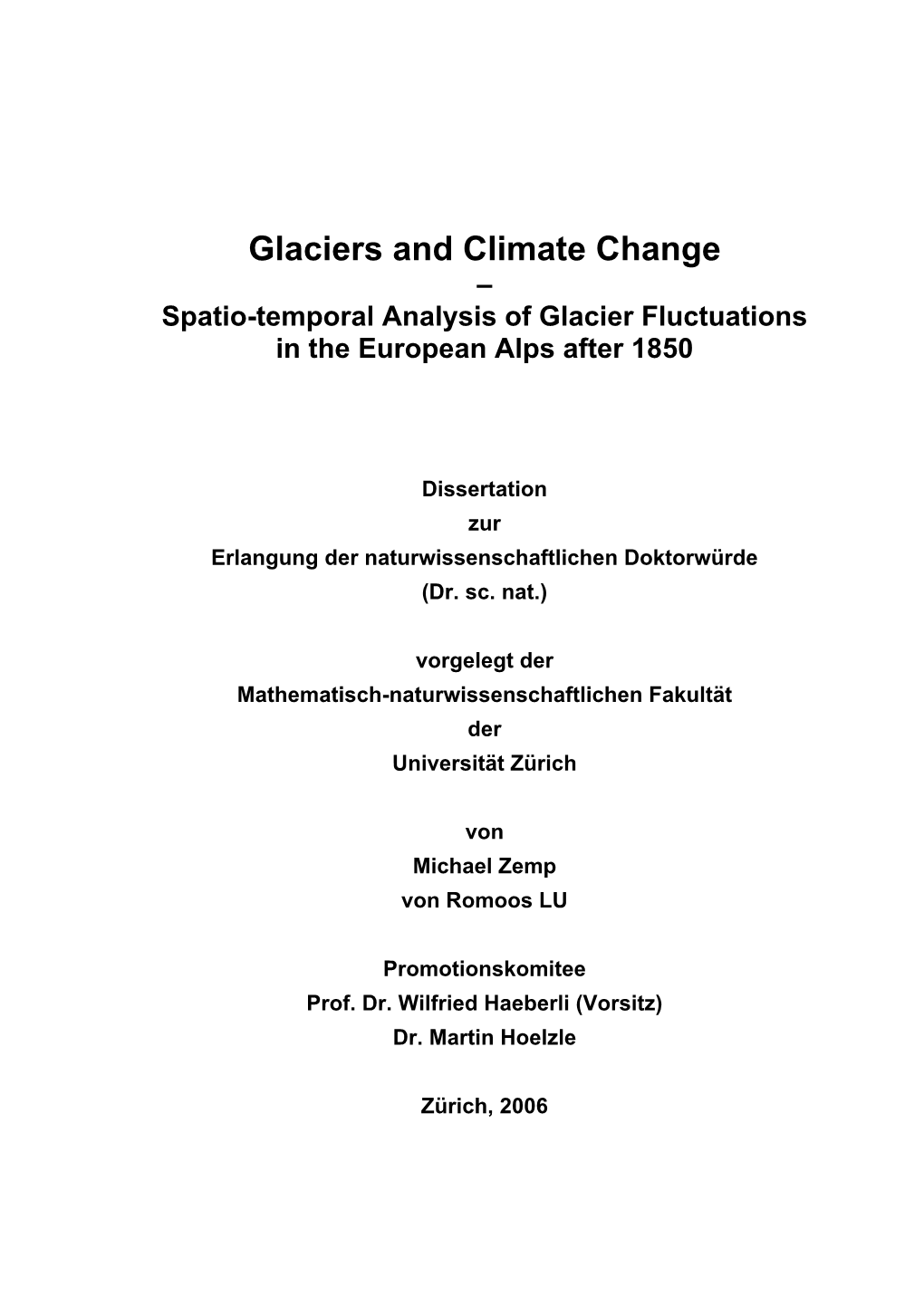 Glaciers and Climate Change – Spatio-Temporal Analysis of Glacier Fluctuations in the European Alps After 1850