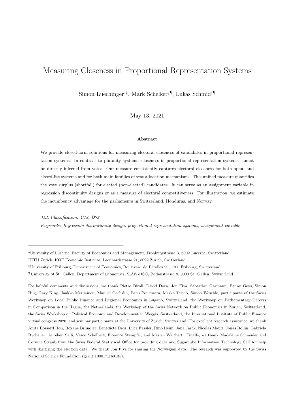 Measuring Closeness in Proportional Representation Systems