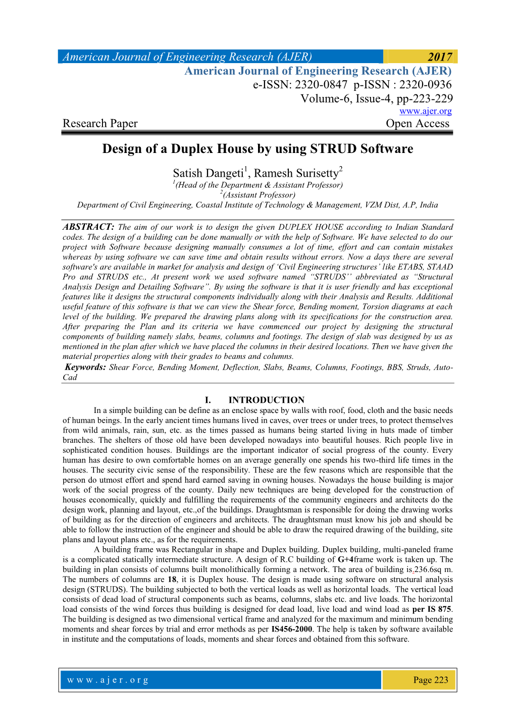 Design of a Duplex House by Using STRUD Software