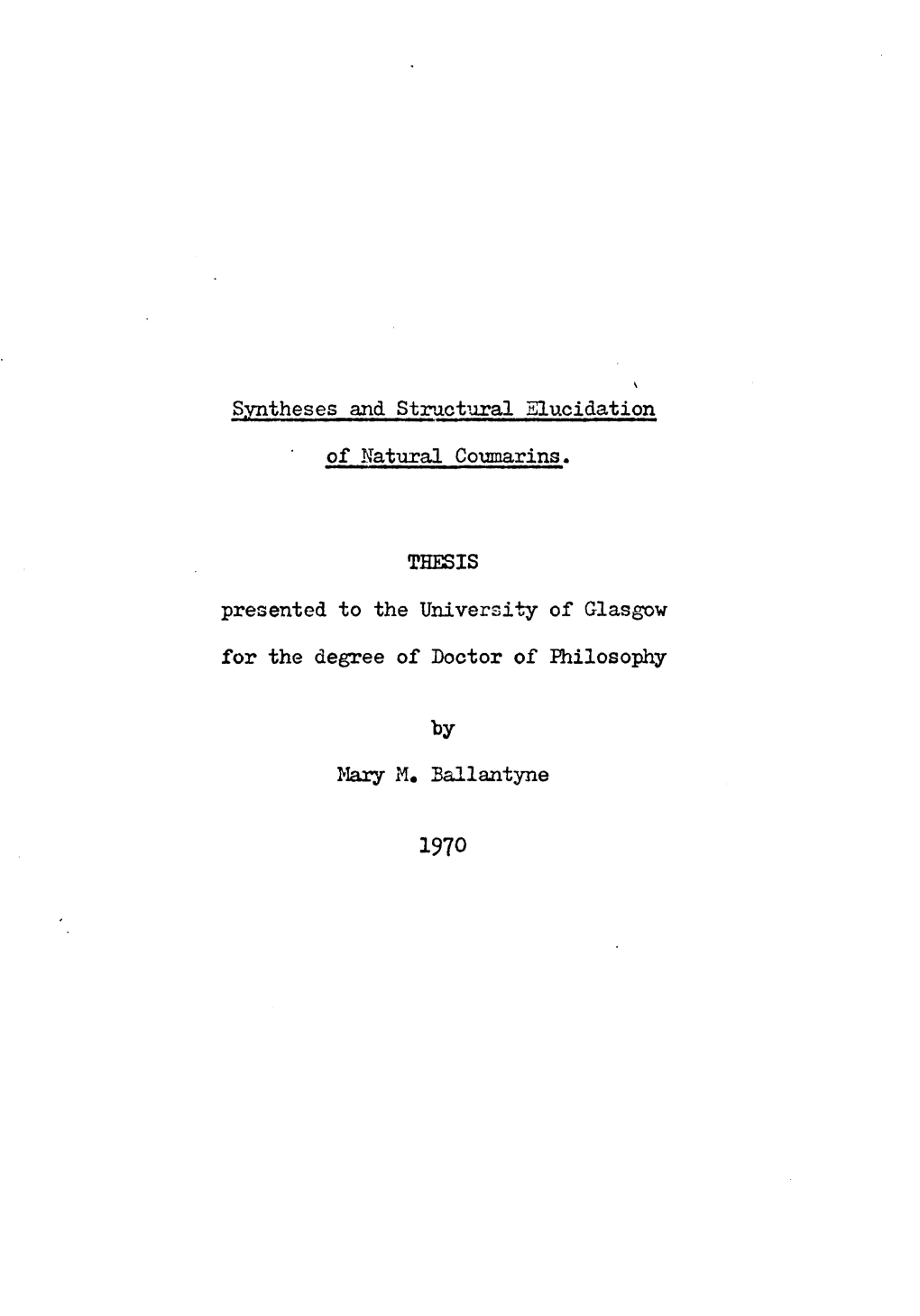 Syntheses and Structural Elucidation of Natural Conmarins. THESIS